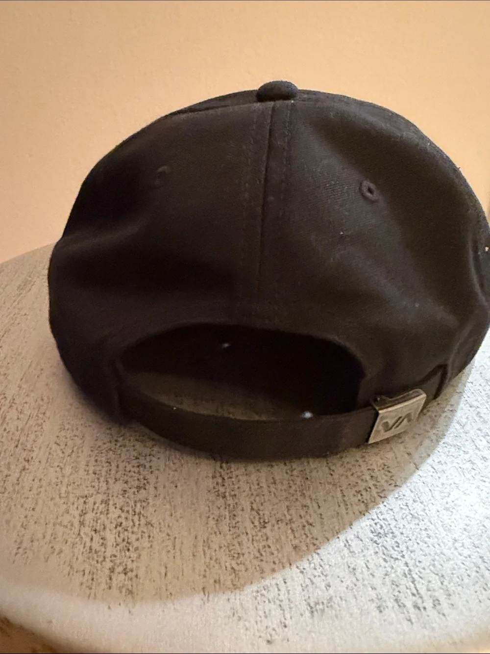 Boys RVCA Black Cap with Tropical Palm Patch and Teal Stripes